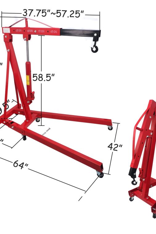 HTTMT- 2 TON Red 4400lb Heavy Duty Engine Motor Hoist Cherry Picker Shop Crane Lift - Image 3