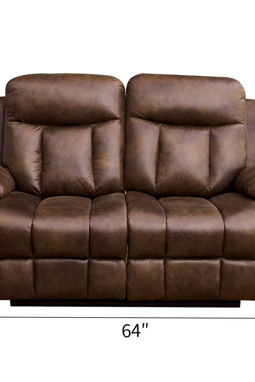 Betsy Furniture 3-PC Microfiber Fabric Recliner Set Living Room Set in Brown, Sofa Loveseat Chair Pillow Top Backrest and Armrests 8028 (Living Room Set 3+2+1) - Image 5