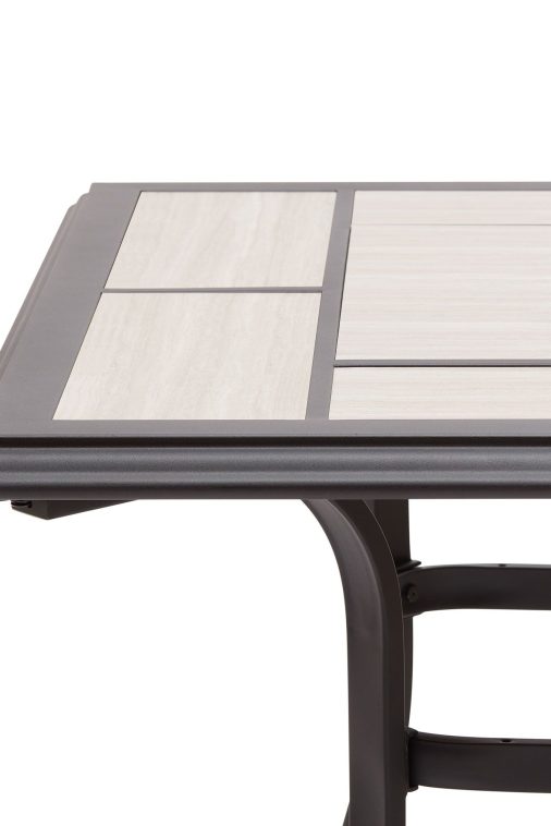 Better Homes & Gardens Newport Outdoor Ceramic Tile Top Rectangular Dining Table with Umbrella Hole, Gray Tabletop, Black Frame Finish, Seats 6 - Image 3