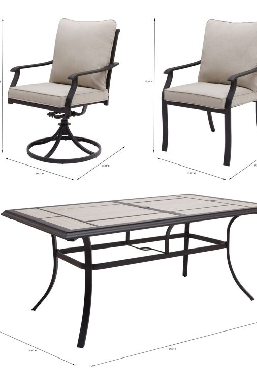 Better Homes & Gardens Newport Outdoor Ceramic Tile Top Rectangular Dining Table with Umbrella Hole, Gray Tabletop, Black Frame Finish, Seats 6 - Image 8