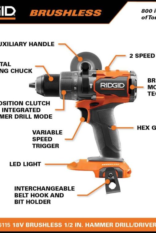 18V Brushless Cordless 1/2 in. Hammer Drill/Driver (Tool Only) R86115B - Image 4