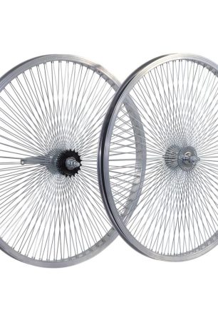 Villy Custom | 140 Spoke Silver Alloy Wheels Single-Speed Wheelset (1 Front & 1 Rear Coaster BRAKE)