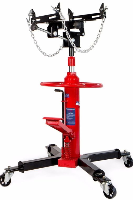 STARK USA Telescoping Hydraulic Transmission Floor Jack Foot Pedal with Caster Wheel Safety Chain, 1/2-Ton Capacity - Image 3