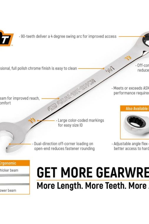 GearWrench 12 Pc. 90T 12PT Metric Flex Combi Ratchet Wre Set - Image 3