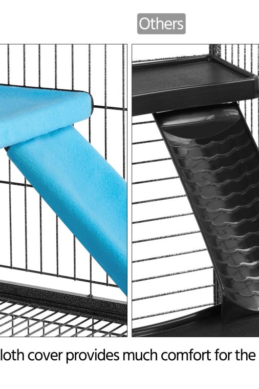 Yaheetech Rolling 2-Story Ferret Cage Small Animal Cage for Chinchilla Adult Rats Metal Critter Nation Cage w/ 2 Removable Ramps/Platforms Black - Image 8