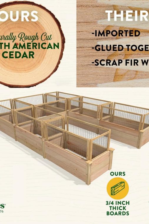 Greenes Fence 8 ft. x 12 ft. x 16.5 in. Premium Cedar U-Shaped Raised Garden Bed with CritterGuard Fencing RCUSB8X12CG - Image 3