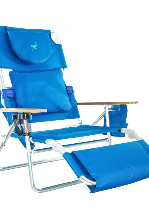 Ostrich Deluxe Padded 3-N-1 Outdoor Lounge Reclining Beach Chair, Blue (4 Pack) - Image 3