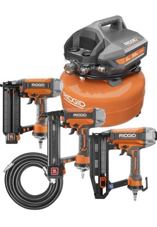 6 Gal. Portable Electric Pancake Air Compressor w/ 18GA Brad Nailer, 16GA Straight Finish Nailer, & 18GA Finish Stapler R69603FK