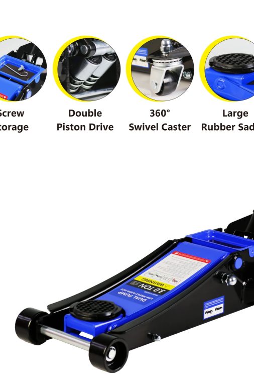 Sesslife Blue Low Profile Floor Jack, 3 Ton Capacity, Heavy Duty Steel Racing Car Floor Jack with Dual Piston Quick Lift Pump, Hydraulic Floor Jack Lifting Range 3.3"-19.7" - Image 5