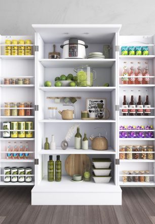 Jehiatek 47u201d Kitchen Pantry Cabinet, White Freestanding Buffet Cupboards Sideboard with Doors & Adjustable Shelves, Kitchen Pantry Storage Cabinet for Kitchen, Living Room and Dinning Room