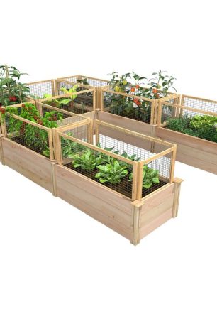 Greenes Fence 8 ft. x 12 ft. x 16.5 in. Premium Cedar U-Shaped Raised Garden Bed with CritterGuard Fencing RCUSB8X12CG