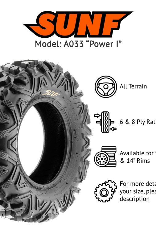 SunF All Terrain ATV UTV Tires 25x8-12 and 25x10-12 6 PR A033 (Complete Full Set of 4) - Image 11