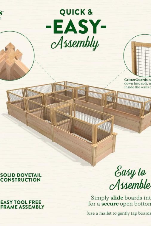 Greenes Fence 8 ft. x 12 ft. x 16.5 in. Premium Cedar U-Shaped Raised Garden Bed with CritterGuard Fencing RCUSB8X12CG - Image 5