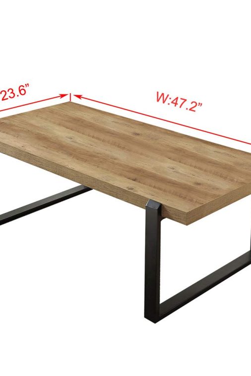 FOLUBAN Rustic Coffee Table,Wood and Metal Industrial Cocktail Tableu00a0for Living Room, 47 Inch Oak - Image 3