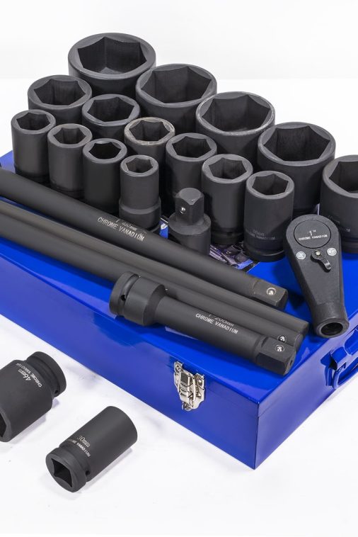 STARK USA 21Pcs 1" Drive Jumbo Extension Set 6 Point Impact Sockets Wrench Set with Case