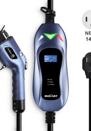 MUSTART Level 2 Portable EV Charger (40 Amp, 240 Volt, 25ft Cable), Electric Vehicle Charger Plug-in EV Charging Station with NEMA 14-50P