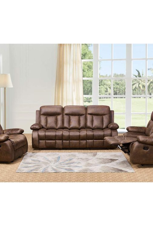 Betsy Furniture 3-PC Microfiber Fabric Recliner Set Living Room Set in Brown, Sofa Loveseat Chair Pillow Top Backrest and Armrests 8028 (Living Room Set 3+2+1) - Image 3