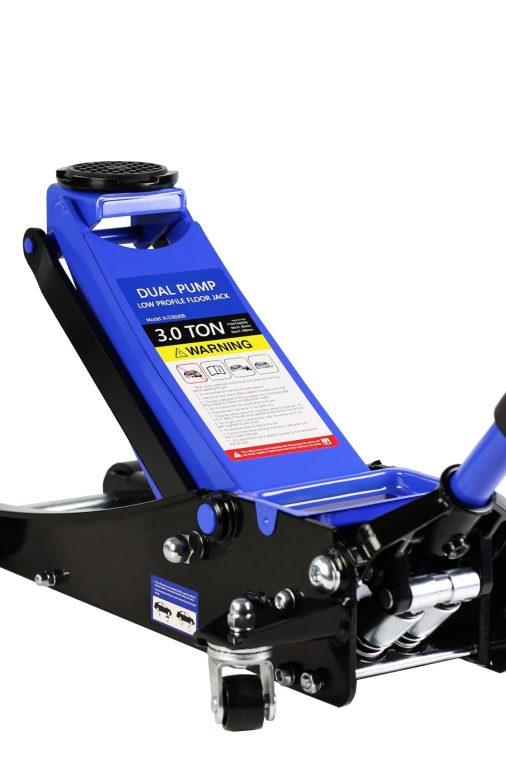 Sesslife Blue Low Profile Floor Jack, 3 Ton Capacity, Heavy Duty Steel Racing Car Floor Jack with Dual Piston Quick Lift Pump, Hydraulic Floor Jack Lifting Range 3.3"-19.7"